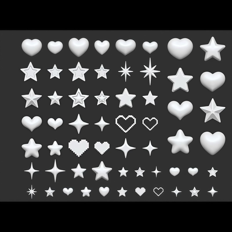 3D Nail Molds Heart, Stars, Starburst Nails Charms Design, Silicone