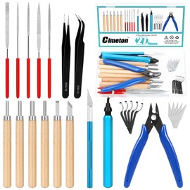 Cimeton 27PCS Precision 3D Printer Tool Included Deburring Tools, Wood Carving Kit, Needle Files, Wire Cable Cutter, Tweezers, Burr Removal Reamer Tool for Wood Plastic Metal