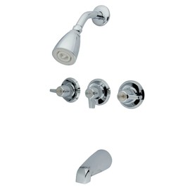 Kingston Brass KB130 Tub and Shower Faucet, Three Canopy Handle, Polished Chrome