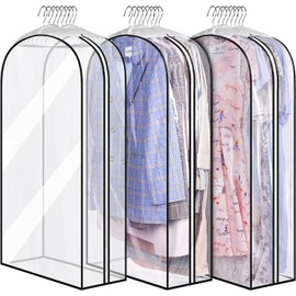 ZAODECR 10" Gusseted All Clear Garment Bags for Hanging Clothes 40" Suit Bags for Closet Storage Hanging Clothes Storage Bags for Shirts, Coats, Dresses