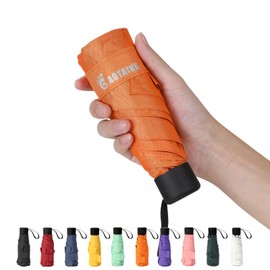 Small Mini Umbrella with Case by GAOYAINIG Light Compact Design Perfect for Travel Lightweight Portable Parasol Outdoor Sun&Rain Umbrellas 34 Inches Orange