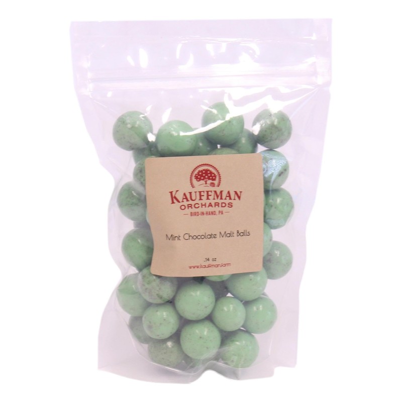 Kauffman Orchards Green Mint Chocolate Malt Balls, 14 Ounce Bag