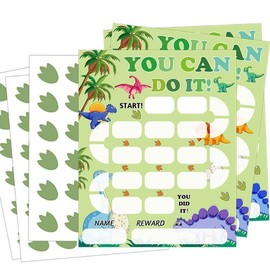 Dinosaur Reward Chart Cards with Stickers-Reusable Behavior Incentive Chart Card for Classroom, Home, Potty Training -Teacher Supplies & Student Chore Chart