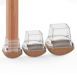 Wood Furniture Leg Feet Cup Chair Leg Floor Protectors for Hardwood Floors with Felt Pads Covers to Protect Wood Furniture Leg Feet Cup Silicone Caps 24pcs Chair Feet Protector Square Clear 1.25 inch