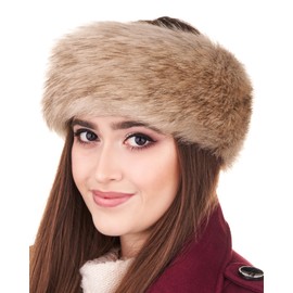 Futrzane Classic Headband - Faux Fur Headbands for Women - Furry Band for Winter - Size XL (Gold Classic)