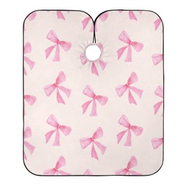 Burbuja Pink Bow Barber Cape, Hair Cutting Cape with Adjustable Neckline Waterproof Polyester Salon Barber Cape for Unisex Adult