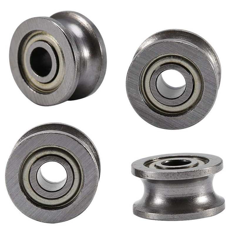 10pcs U624ZZ Miniature Steel U-groove Guide Pulley Rail Ball Bearing