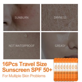 24 Pack Sunscreen SPF 50+, Travel Size Sunscreen Without White Cast, Mini Sun Cream for Face & Body, Lightweight UV Protection for Daily Use, Sun Protection Waterproof & Non-Greasy,8g per piecec