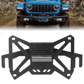 Peforway Universal Flip-Up Winch License Plate Mount for 10 inch Hawse Fairlead Front Bumper Quick Disassembly Winch License Plate Bracket Frame Holder fit for Pickup Truck Off-Road Cars RV SUV