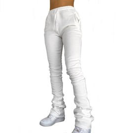 WHITE THICK STACKED SWEATS - Size: ADULT X-LARGE