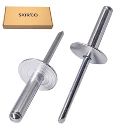 SKIR'CO (Pack of 100) Large Flange Aluminium Blind Rivets 4.8 x 18 mm Steel Mandrel Aluminium Blind Rivets