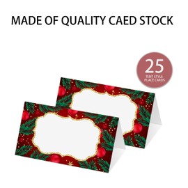Place Cards for Christmas Party, Editable Name Place Cards, Seating Card for Tables, Tent Style Cards for Wedding, Dinner Party or Any Occasion, Easy Folding, Pack of 25 Escort Cards(A15)