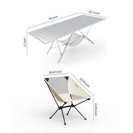 ONEFOREST Camping Table and 2 Camping Chairs, Portable Camping Set, Lightweight Carry Table and Chair for Outdoor Hiking Picnics BBQ Cooking
