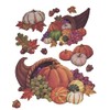Fall Harvest Reusable Window Clings, Horn of Plenty with Pumpkins,