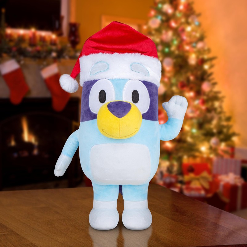 Gemmy Bluey Holiday Greeter with Santa Hat, Multi