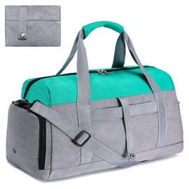 lifwimner Gym Bags for Women Men with Wet & Shoe Compartment, 40L Foldable Travel Duffle Bag, Lightweight Weekender Overnight Duffel Bag for Traveling Sports Gym(Green)