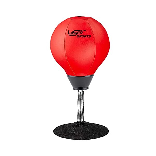 Laser Sports Desktop Punching Bag - Stress Buster with Suction Cup for Office Table and Counters - Heavy Duty Stress Relief Desk Punch Ball - Fun Gift for Party - Perfect for Kids and Adults