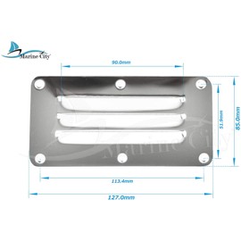 MARINE CITY Stainless-Steel 2-1/2 Inches × 5 Inches Rectangle Stamped Louvered Vent (Pack of 4)