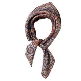 Prettystern Men's Lady Pure Silk Bandana Handrolled Silk Neckerchief Unisex Neckerchief, 42 Dark Blue Colourful Paisley