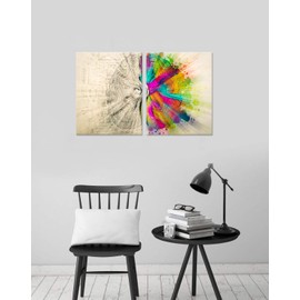 iHAPPYWALL Modern Abstract Canvas Wall Art 2 Panel Set Left and Right Brain Canvas Wall Art Inspiration Motivation Science Decoration Artwork Stretched and Framed for Classroom Ready to Hang 16''x20''x2pcs