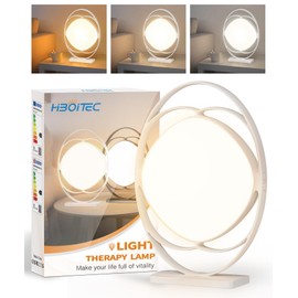 HIBOITEC Light Therapy Lamp, 10000 Lux Therapy Light, Sun Light Therapy Lamp with 3 Color Temperature & 5 Adjustable Brightness & 4 Timing & Memory Function, Portable Light Therapy Box for Home/Office