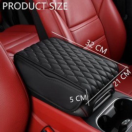 CGEAMDY Car Armrest Cushion, Vehicle Memory Foam Armrest Box Pad, Waterproof Universal Car Armrest Center Console Leather Cover Protector, Vehicle Consoles Styling Interior Accessories(Black)