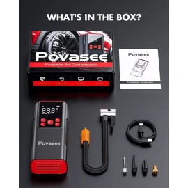 Povasee Tire Inflator Portable Air Compressor Povasee 150Psi Portable Air Pump