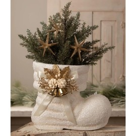 Bethany Lowe Winter White Santa Boot 11" TL4384