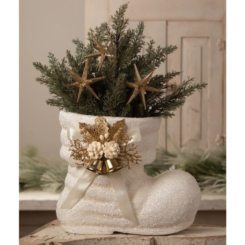 Bethany Lowe Winter White Santa Boot 11" TL4384