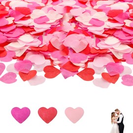 10000PCS Wedding Confetti, 3 Colours Romance Pink, Rose Red Hearts Paper Confetti Suitable for Wedding Table Party Decorations Valentine's Day and Anniversary Birthday Celebrations