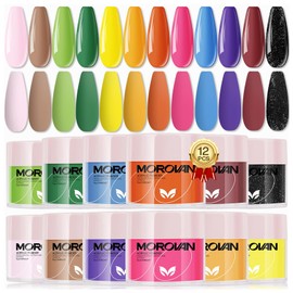 Morovan Acrylic Powder Set - 12 Colors Acrylic Nail Powder Kit Professional Solid Colored Acrylic Nail Powder Polymer for Acrylic Nail Extension Carving DIY Acrylic Nails Art
