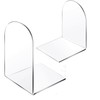 Lulonpon 2pcs Clear Acrylic Bookends, Non-Skid Book Ends for Book
