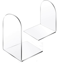 Lulonpon 2pcs Clear Acrylic Bookends, Non-Skid Book Ends for Book Shelves, School Library, Desktop Organizer