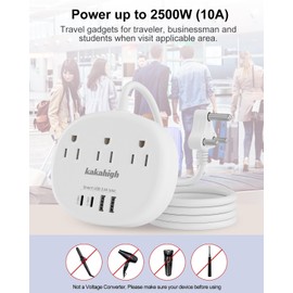 South Africa Plug Adapter, Type M Adapter for South Africa with 3 American Outlets 4 USB Ports (2 USB-C) Total 24W, Type M Plug Converter for USA to South Africa Botswana Namibia Nepal Bhutan