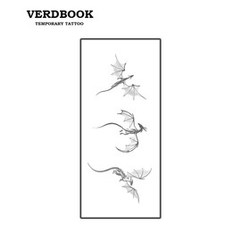 VERDBOOK Waterproof Temporary Tattoos: 2-Sheet Tattoo Kit with Realistic Body Stickers, Semi-Permanent Tattoos for Adults Lasting 7-15 Days – Safe for Men & Women, Tri-Guardian Dragons