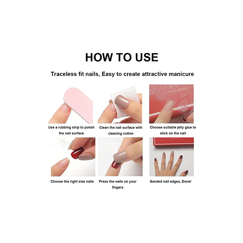 24Pcs 4th of July Press on Nails Short Square French