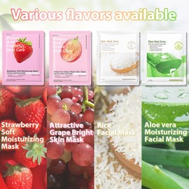 Kaely 8 Pack Variety Sheet Masks, Spa Party Face Masks for Kids Teens Skin Care, Facial Mask Skincare Set, Moisturize Nourish for All Skin Types, Birthday Gifts for Women Men Girls, Set03