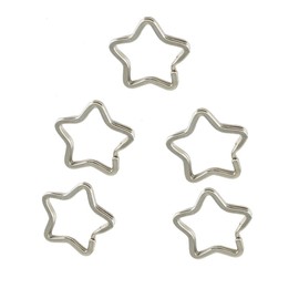 YUETON Pack of 50 Metal Star Shaped Split Ring Key Ring Key Holder Keyfob Accessories Connector Keychain Keyring