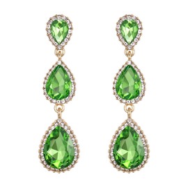 Clearine Ladies Beautiful Small to Large Triple Teardrop Crystal Dangle Stud Earrings, Crystal