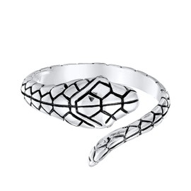 Kuzzoi 0609672622 Men's Ring Band Ring in Unique Snake Design 925 Sterling Silver Open Silver Ring for Men Ring Size 60 - 66