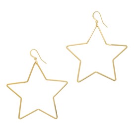 And Lovely 14K Gold Dipped Star Earrings - Statement Hoop Earrings - Drop Dangle Earrings (Gold Star Drop)