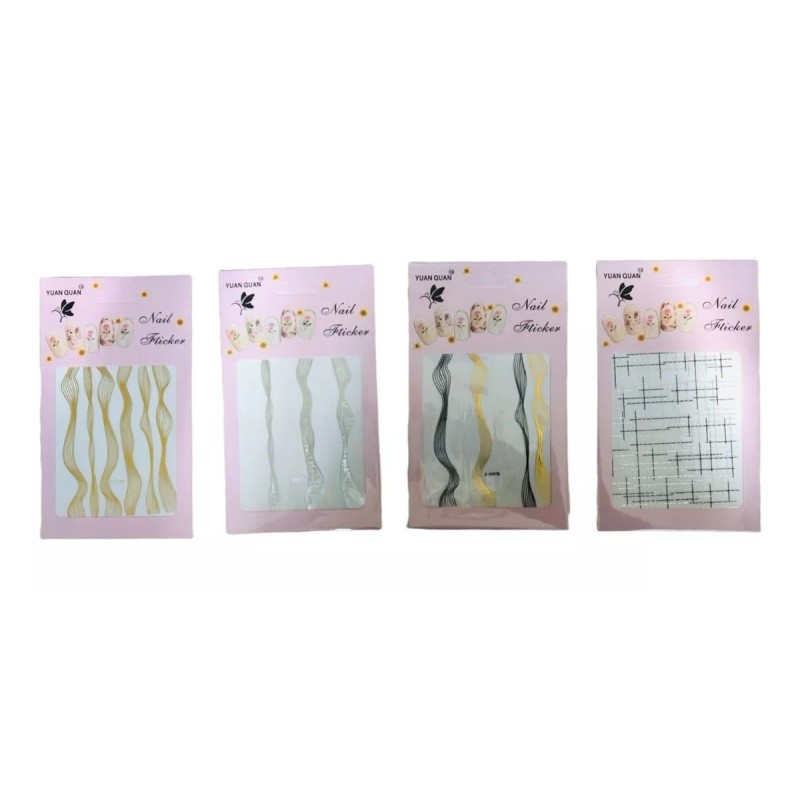 Stickers Uñas Paquete 12 Plantillas Diseños Varios Grecas