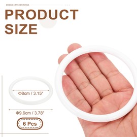 PATIKIL 6 Pcs Dream Catcher Rings, 3.8 inch Floral Macrame Plastic O Rings DIY Round Plastic Hoops for Crochet Craft Making Wall Hanging Wedding Wreath Christmas, White