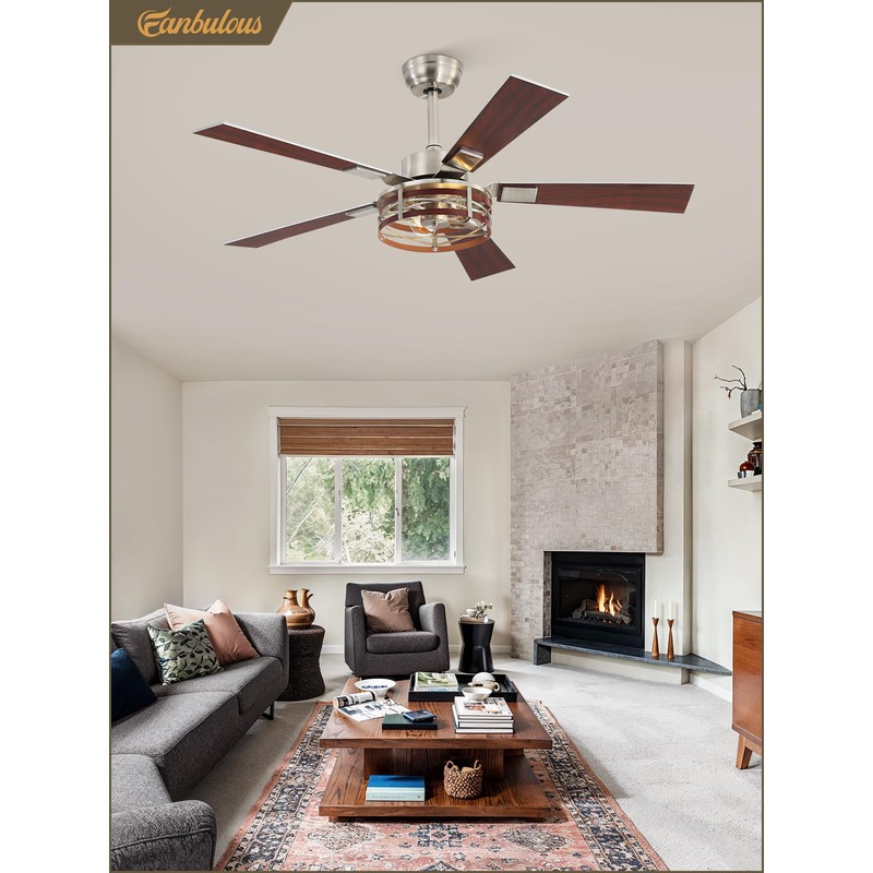 Fanbulous Farmhouse Ceiling Fans with Light, 48 Inch Bedroom Ceiling