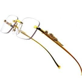 Unbranded Men Sunglasses Gold Accents Rectangle Frameless Hip Hop Street Trendy Wear Gafas