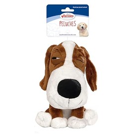 Record - Cuddly Toy for Dogs with Squeaker Lazy Dog - Size 20 cm Soft Fabric - Bite-Resistant - Cute Cuddly Toy for Puppies Dogs