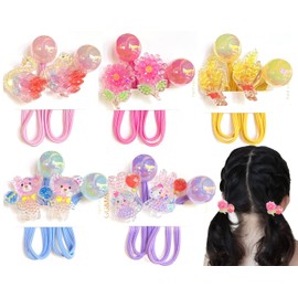 Wenlly 5 pairs set multicolor & Interesting design hair ties, double headed elastic ponytail holders, sweet hair scrunchies, hair accessories