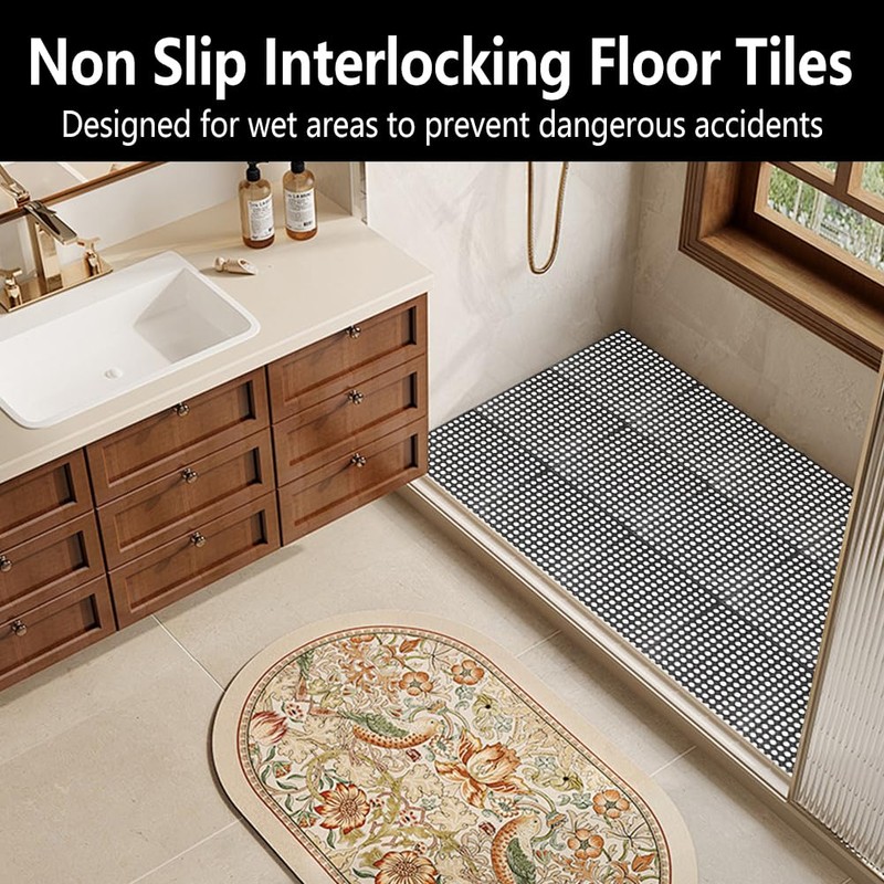 30 Pack Drainage Interlocking Tiles, 12”x12” Modular Interlocking Floor Tiles