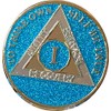 Ranger Industries 1 Year AA Medallion Aruba Blue Glitter Sobriety
