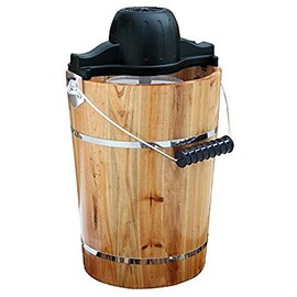 AMERIHOME ICM6C 6-Quart Old Fashion Ice Cream Maker,Brown